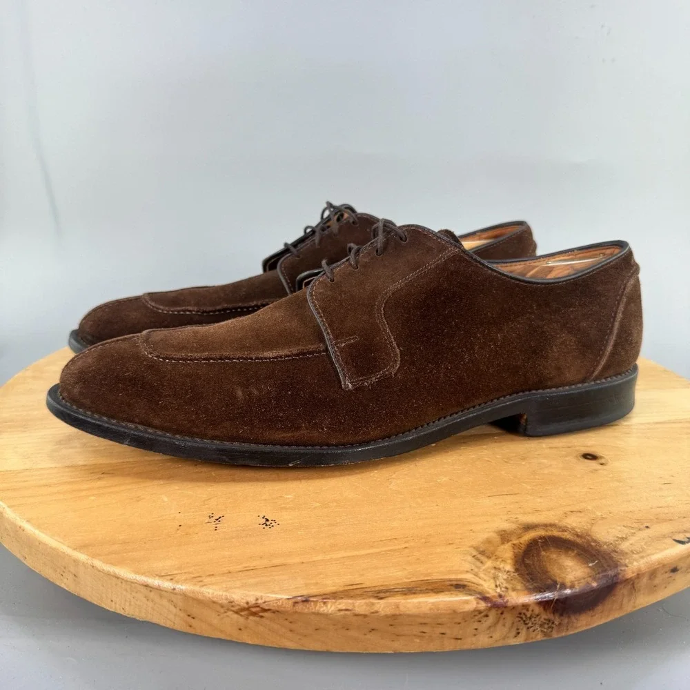 Allen Edmonds Hancock Mens Size 13 B Dress Shoes Brown Suede Split Toe Derby USA